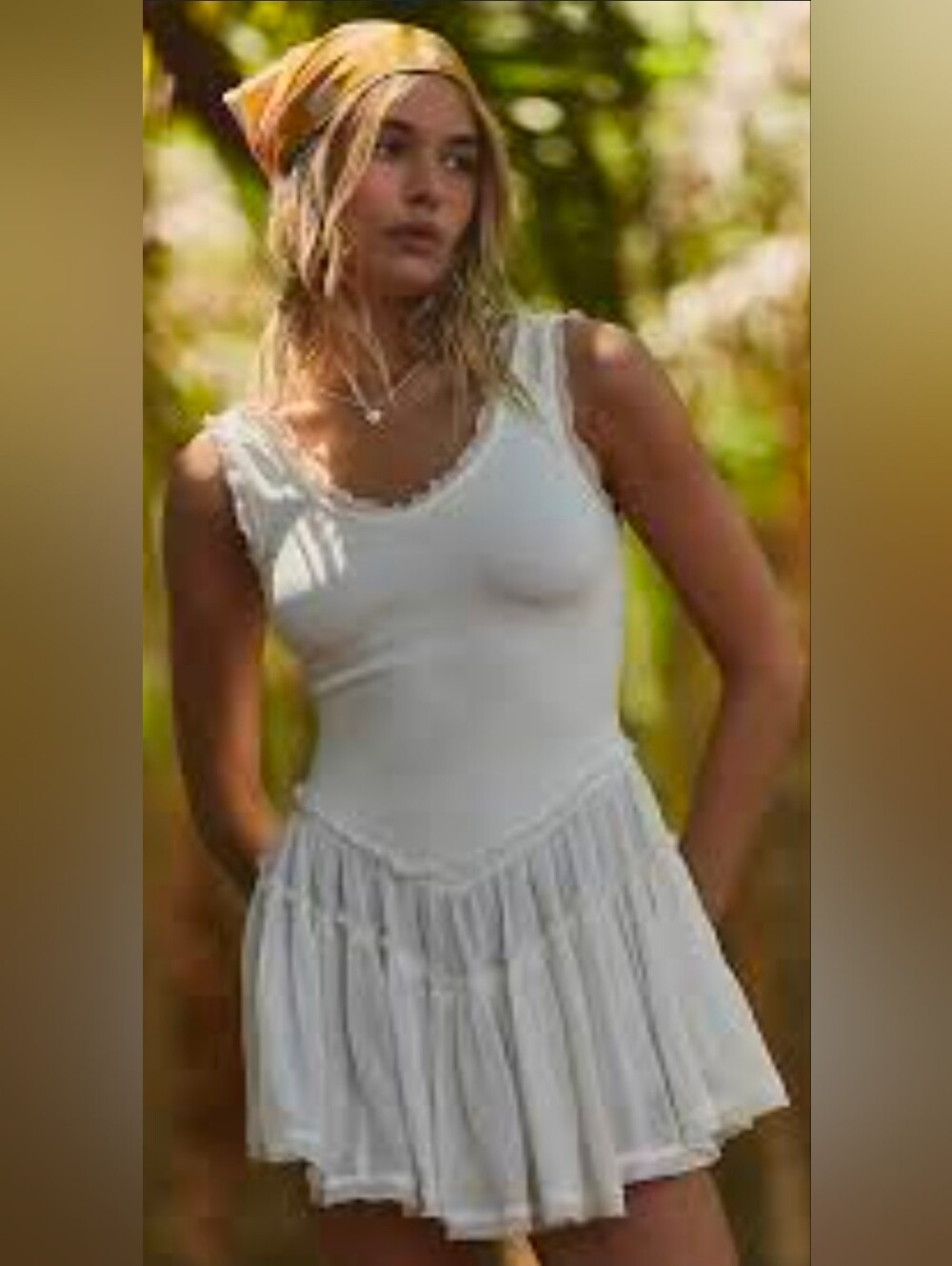 Free People free-est Izi Drop-Waist Mini Dress Ivory XS